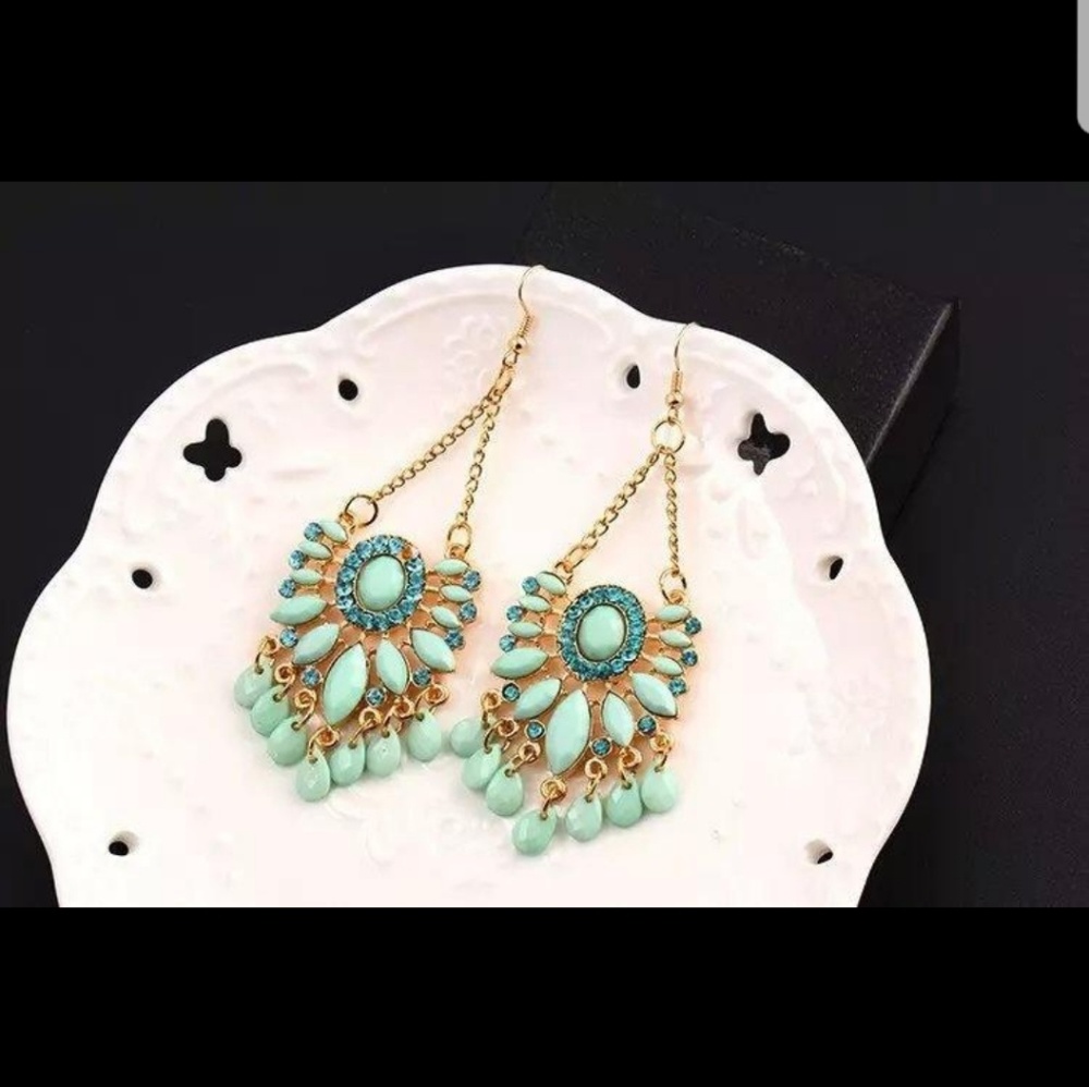 Gold & Turqoise Earrings NWOT